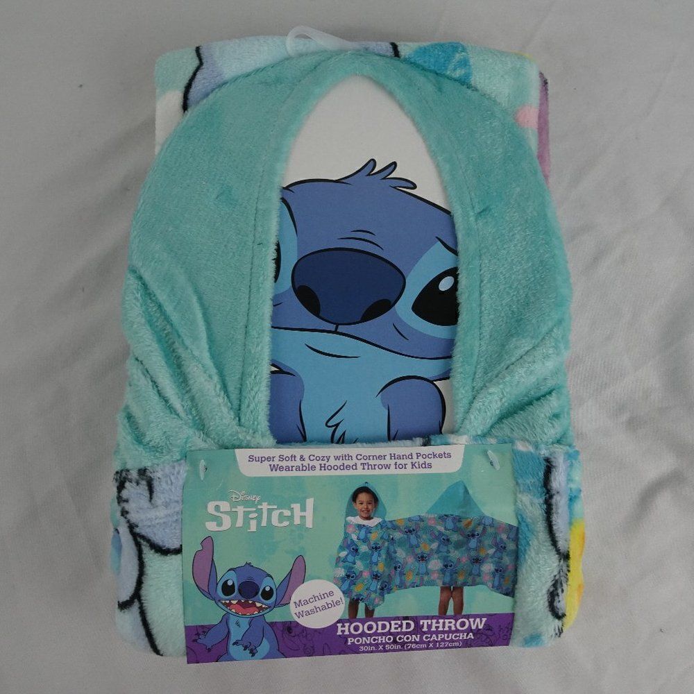 Disney Stitch Kids Hooded Throw 30inX50in